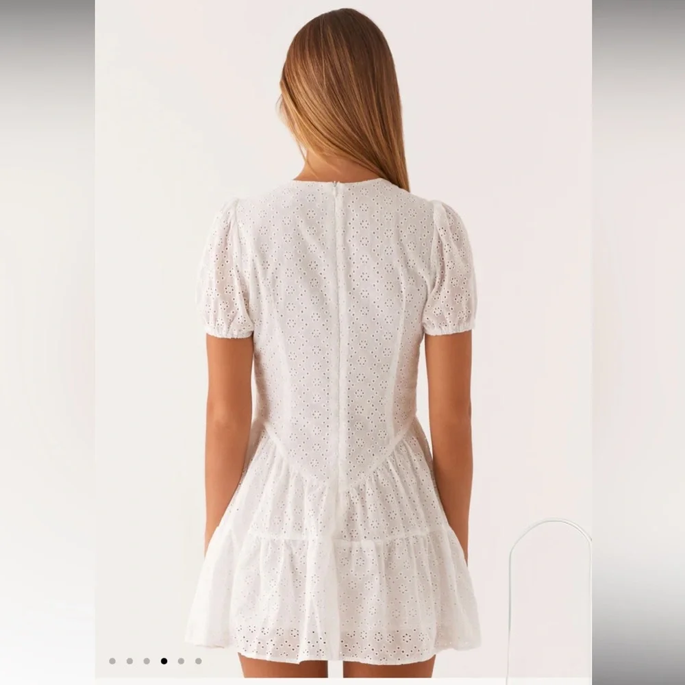 Peppermayo Sweetness Mini Dress - White Size 4 Cotton Eyelet Romantic Corset NWT - Picture 4 of 13